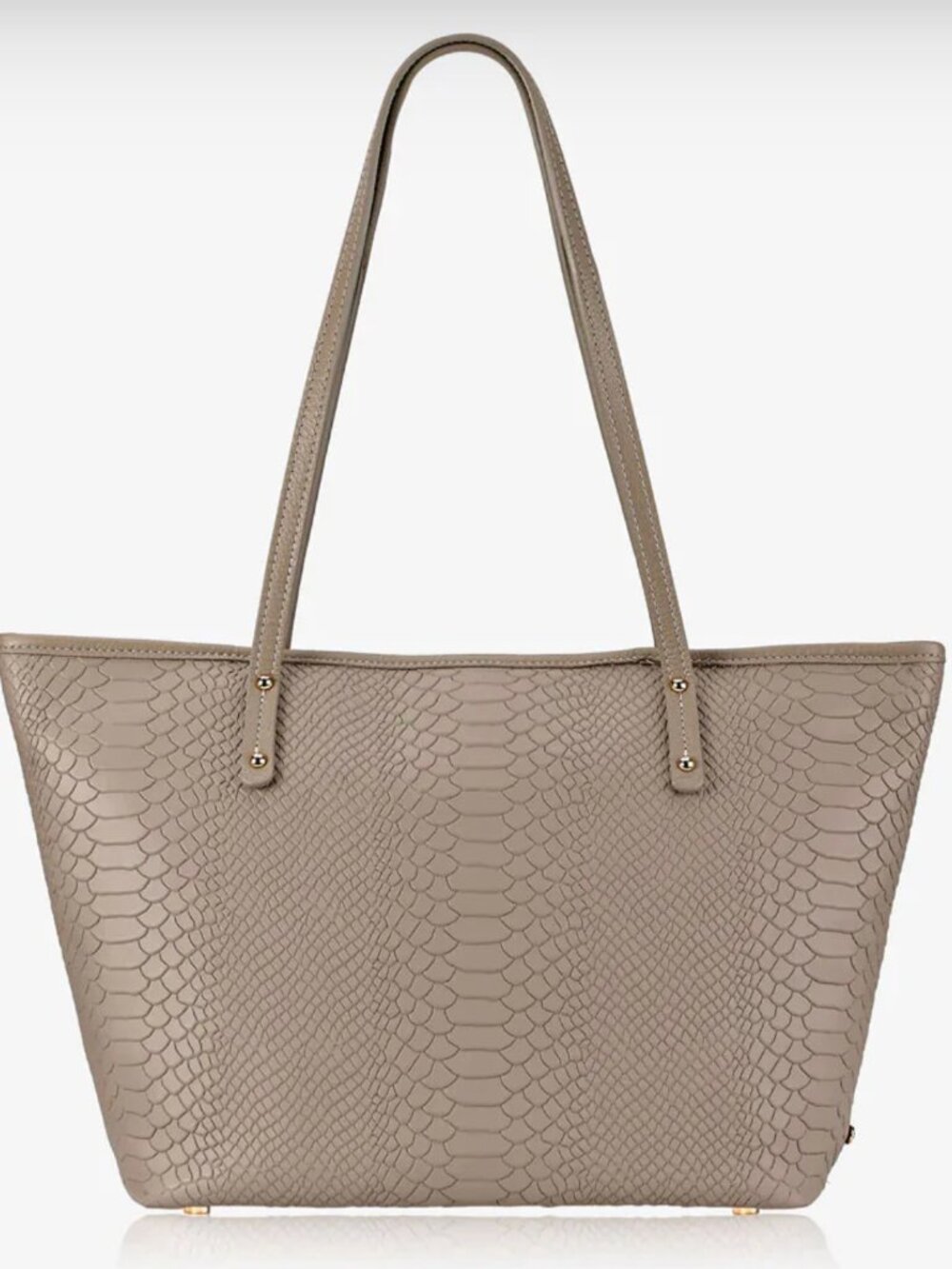 Gigi New York Python-Embossed Tote, Taupe, NWOT